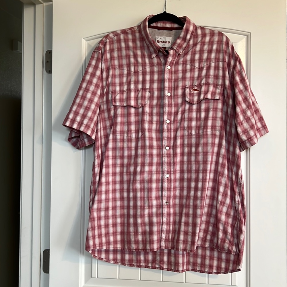 Simms Pearl Snap Fishing Shirt - XL Red